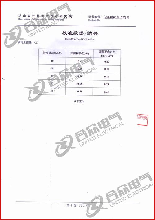 油浸式工頻交流試驗變壓器證書(shū)