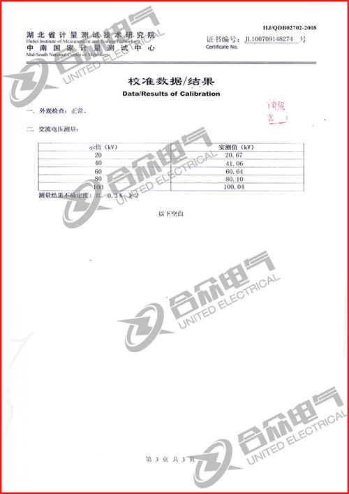 激勵變壓器證書(shū)