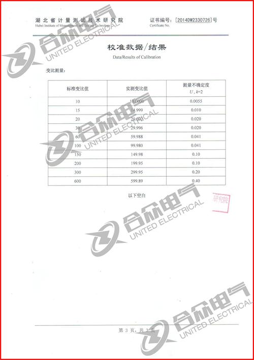 變比組別測試儀證書(shū)