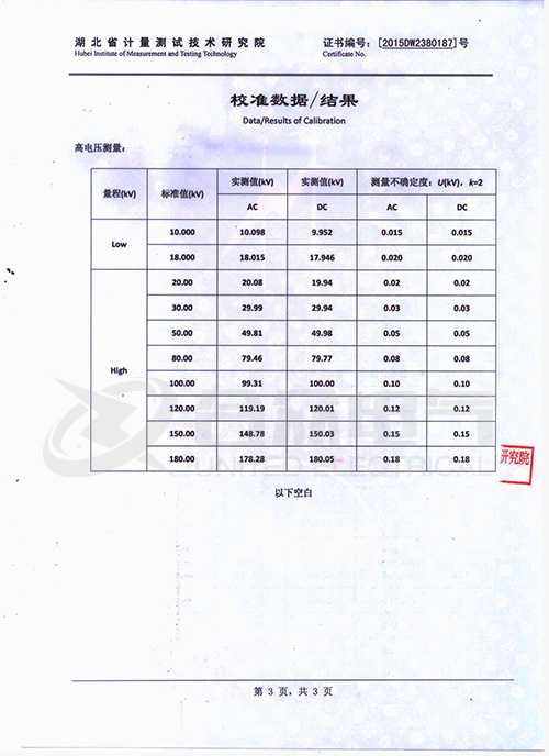 阻容分壓器證書(shū)