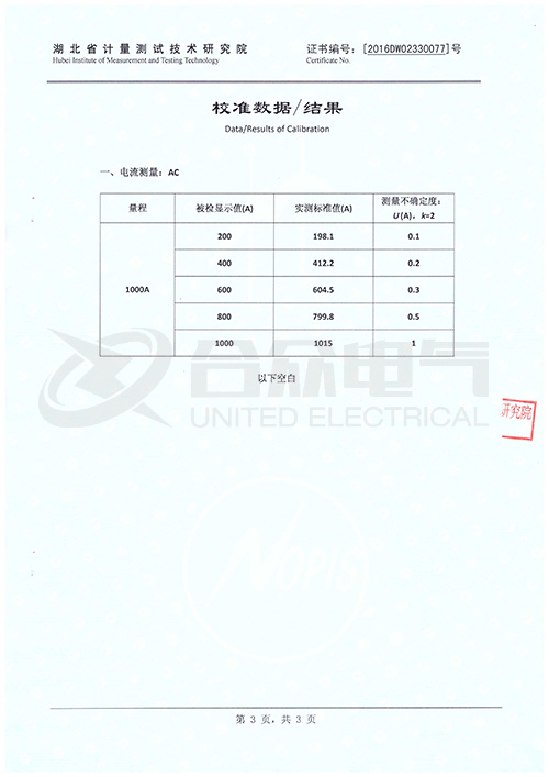 大電流發(fā)生器證書(shū)